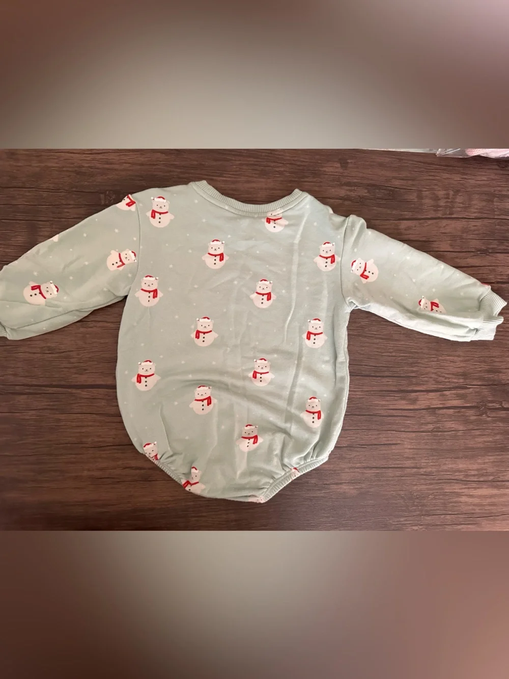 Mint Green Snowman Sweatshirt Bubble 12M